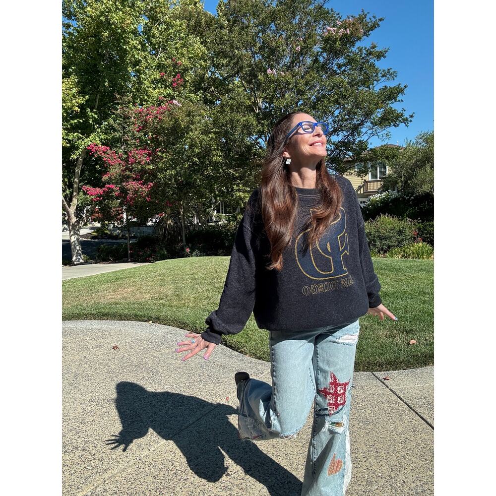 Upcycled Size 24 Hidden Patchwork Appliqu Flared … - image 5